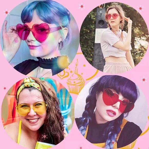 🆕Purple Heart Shaped Rimless Tinted Lens Sunglasses - Picture 4 of 5